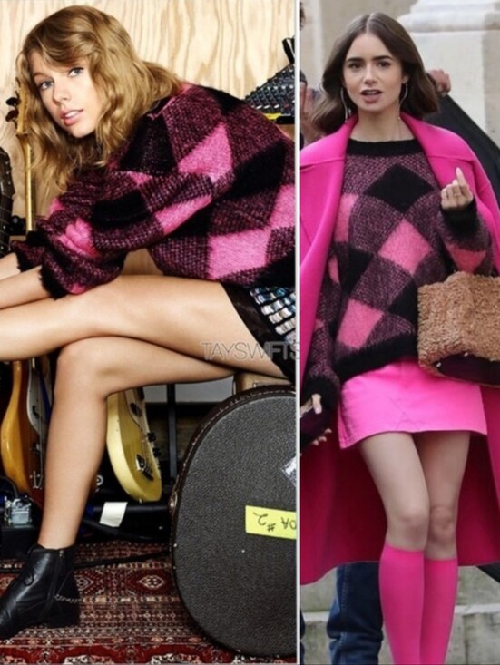 Sandro Sweaters - ASO Emily In Paris & Taylor Swift Pink Black Plaid Sweater Oversized Fits Small